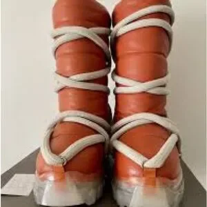 Rick Owens | Shoes | Rick Owens Orange Boots With Gray Laces  display picture 3